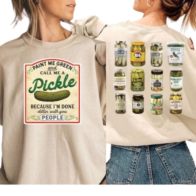 Vintage Canned Pickles Sweatshirt, Pickle Jar Hoodie, Canning Season Sweatshirt, Funny Shirt Crewneck Fabric | TeeBloomCo.com