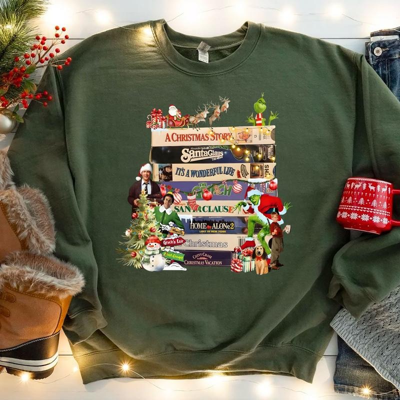 Vintage Christmas VHS Sweatshirts, Retro Christmas VHS Shirt, Christmas 90s Movies Sweater, Christmas VHS Movies Shirt,...