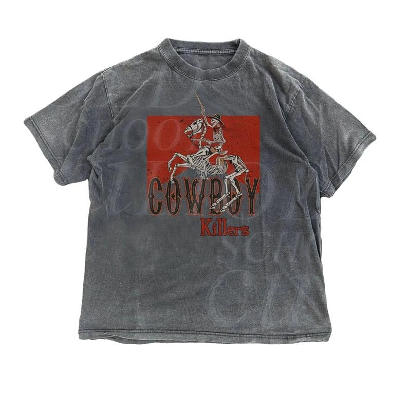 Vintage Cowboy 90s T-Shirt, Western Retro Graphic Shirt, Skeleton Wild West Tee, Rodeo Shirt, Western Gift Hoodie, Sweatshirt