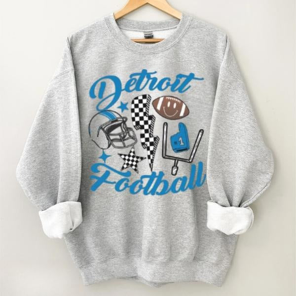 Vintage Detroit Football Crewneck Sweatshirt, The Sweater For Fan Classic Cotton T-Shirts, Hoodie | TeeBloomCo.com