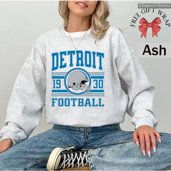 Vintage Detroit Football Sweatshirt T-Shirt, Sweater And Hoodie, Sports Gear Game Day Apparel, Detroit Football Crewneck...