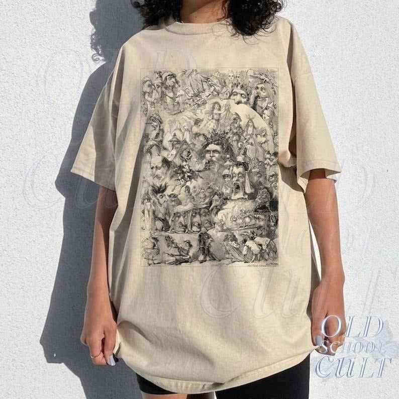 Vintage Dreamy Art Graphic Shirt, Retro Creepy 90s Shirt, Abstract Art Cotton Shirt, Line Art Vintage Tee, Oversized Cool...