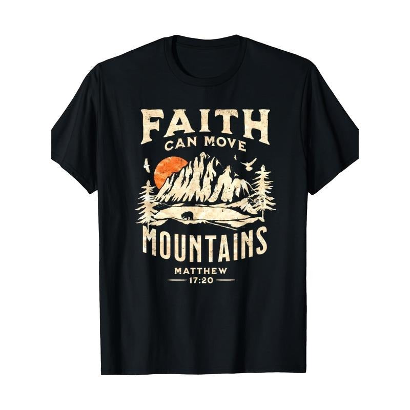 Vintage Faith Can Move Mountains Christian T-Shirt Made in USA Hoodie, Sweatshirt | TeeBloomCo.com