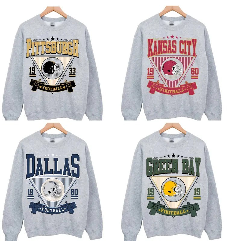 Vintage Football All Team Sweatshirt Collection - Classic Unisex T-Shirts, Hoodie | TeeBloomCo.com