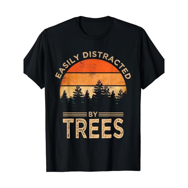 Vintage Fun Tree T-shirt easily distracted by trees Made in USA Hoodie, Sweatshirt | TeeBloomCo.com
