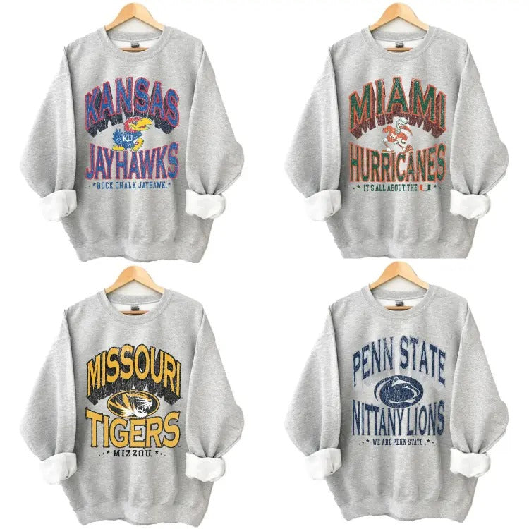Vintage Game Day College All Teams NCAA Ash Grey Color Sweatshirt, Vintage Sweatshirt All Teams NCAA, Unisex Retro Tee...