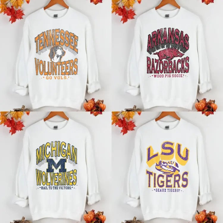 Vintage Game Day College All Teams NCAA White Color Sweatshirt, Vintage Sweatshirt All Teams NCAA, Unisex Retro Tee For...