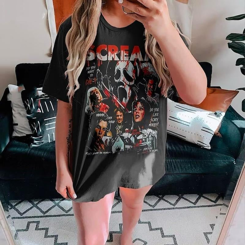 Vintage Ghostface Shirt, 90s Scary Movie T-Shirt, Retro Halloween Sweatshirt, Ghost T-Shirt, Vintage Halloween Movie...