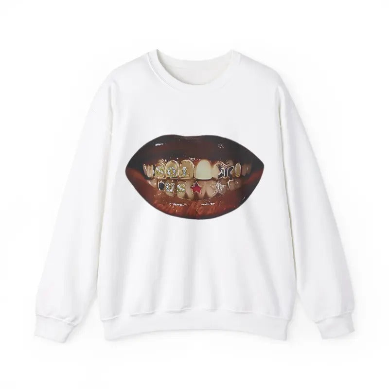 Vintage Grill Hiphop Heavy Blend Sweater Crewneck Sweatshirt Cotton Retro Graphic Mouth Print T-Shirts, Hoodie