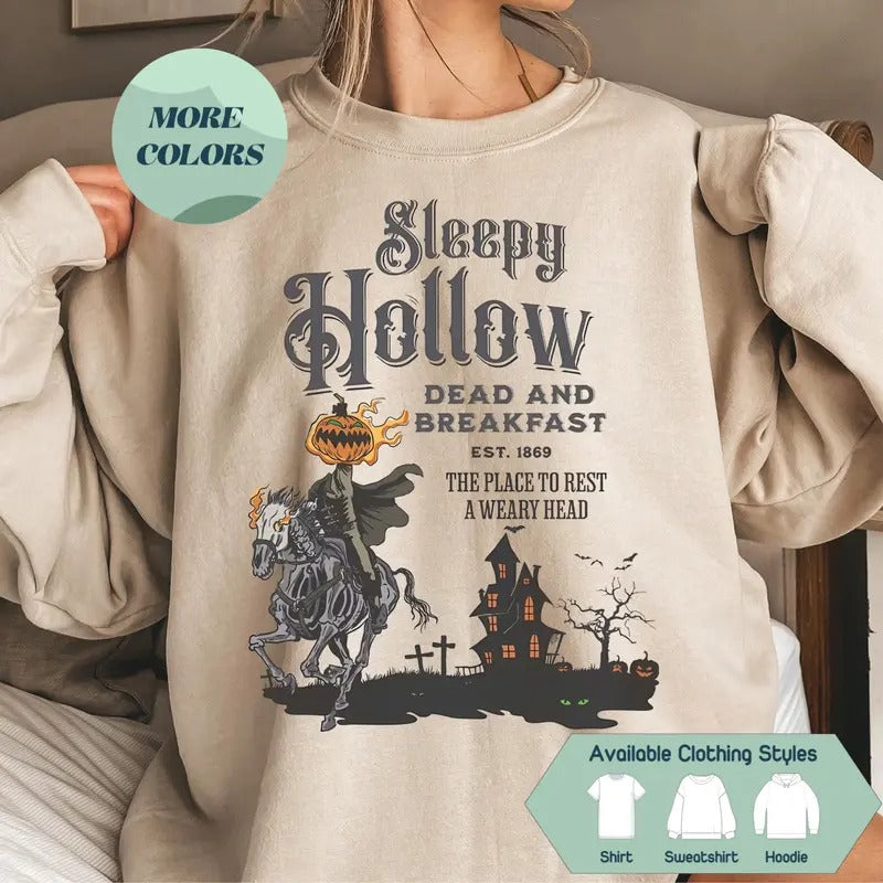 Vintage Halloween Sweatshirt, Scary Sleepy Hollow Headless Horseman, Halloween Horror Apparel, Gift for Friends -...