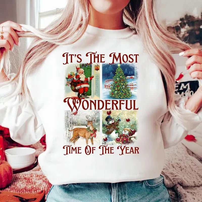 Vintage It's The Most Wonderful Time Of The Year Shirt Santa Claus Shirt Vintage Christmas Shirt Christmas Shirt Reindeer...