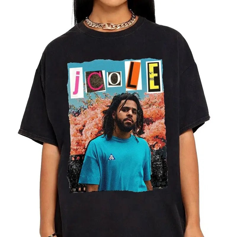 Vintage J Cole Newspaper Style Shirt, J Cole T-Shirt, Cole Merch Shirt, Rapper TShirt, J Cole Tour 2024 Shirt, Shirt For...