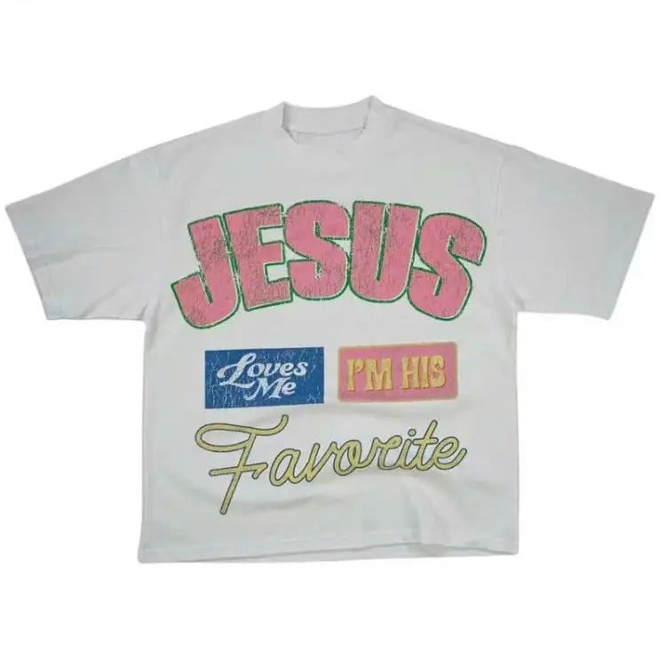 Vintage Jesus Loves Me I'm His Favorite Print Short Sleeve T-Shirt, Vintage I Love Jesus Shirt, Menswear Top Underwear...