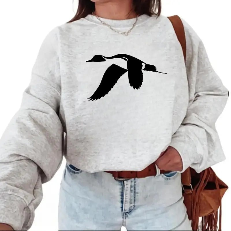 Vintage Mallard Duck Logo Minimalist Sweatshirt Pullover, Unisex Duck Hunting Season T-shirt, hoodie Cotton | TeeBloomCo.com