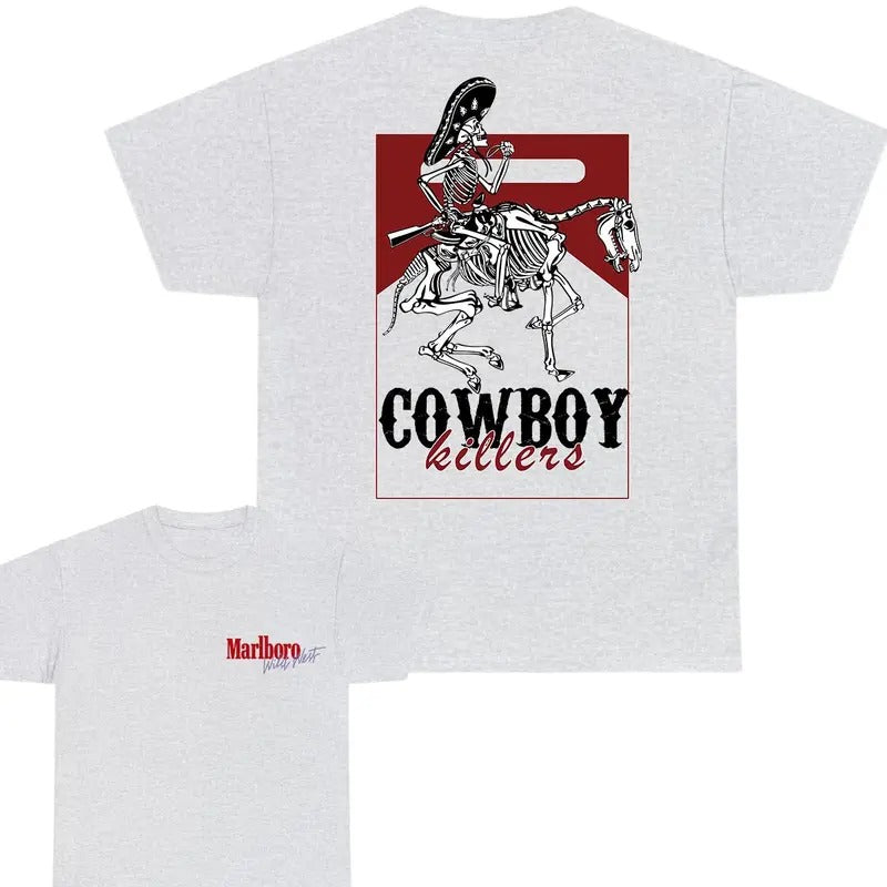 Vintage Marlboro Cowboy Wild West T-shirt, Cowboy Killer shirt, Skeleton shirt, Unisex T-shirt, Trending shirt, For you,...