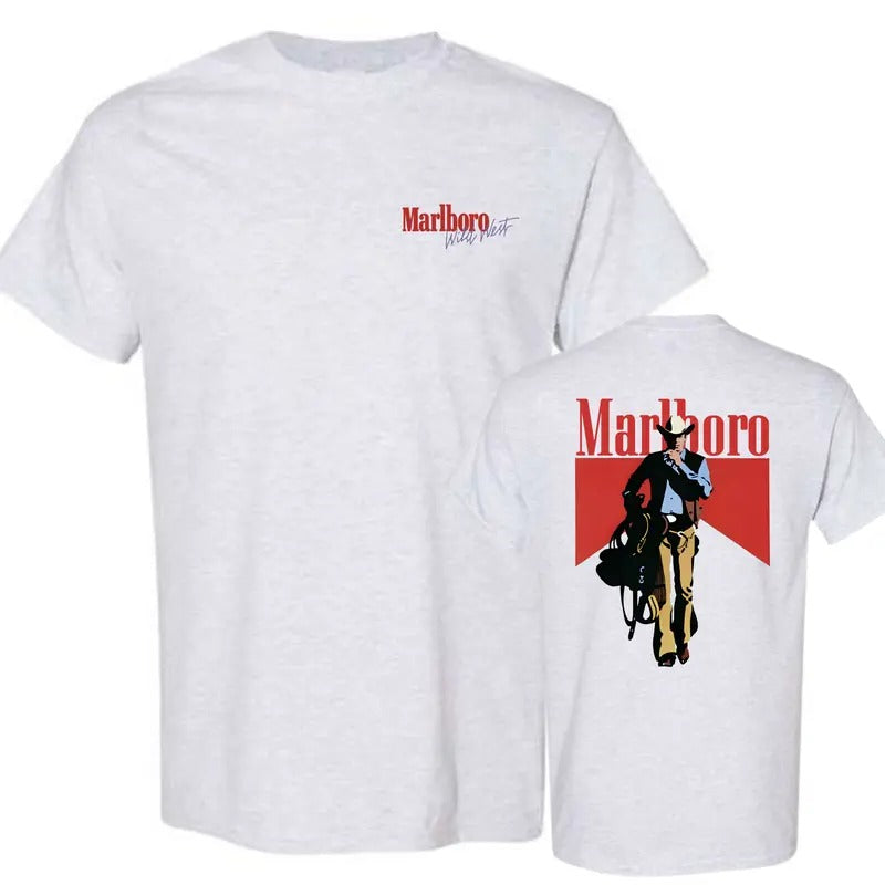 Vintage Marlboro cowboy Wild West Shirt, Unisex Short Sleeve Tee, Menswear Top, Underwear shirt Hoodie, Sweatshirt