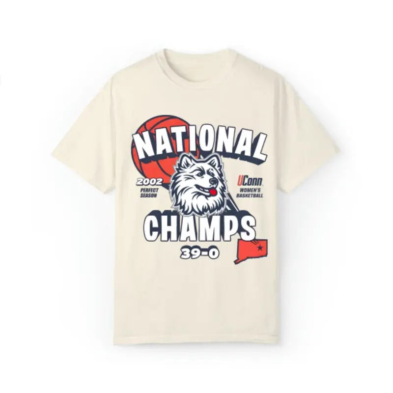 Vintage NCAA National Champs 2002 UConn Huskies T Shirt Top Classic Menswear Hoodie, Sweatshirt | TeeBloomCo.com