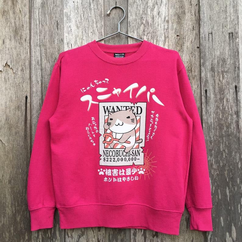 Vintage Necobuchi-San Sweatshirt Japanese Anime Crewneck Sweatshirt T-Shirts, Hoodie | TeeBloomCo.com