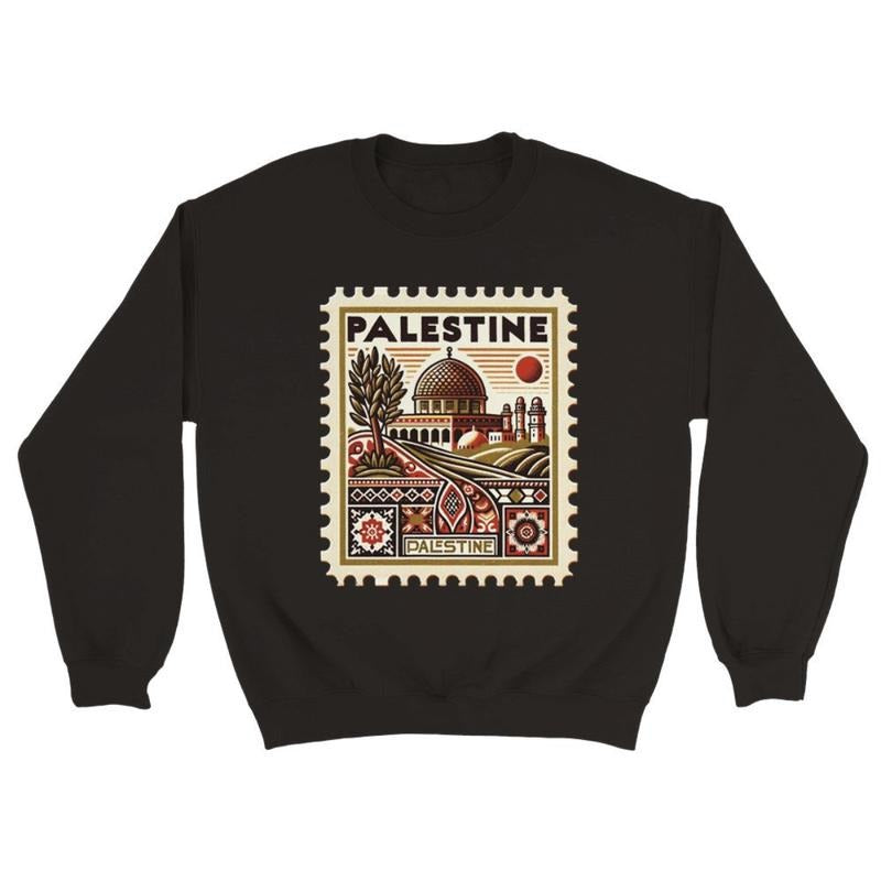 Vintage Palestinee Stamp Sweatshirt - Unisex Cultural Heritage Wear T-Shirts, Hoodie | TeeBloomCo.com