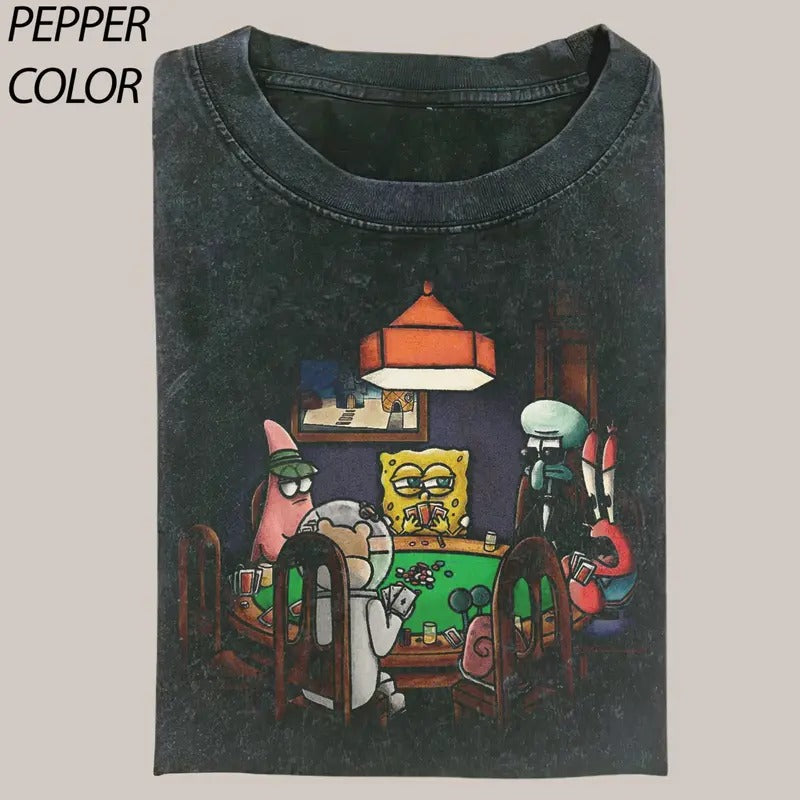 Vintage Playing poker CrewNeck T-shirt, Funny Poker Graphic Tee Gift For Boyfriend Menswear Top Streetwear Hoodie, Sweatshirt