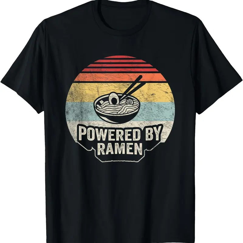 Vintage Powered By Ramen Japanese Love Anime Noodles Foodie T-Shirt Hoodie, Sweatshirt | TeeBloomCo.com