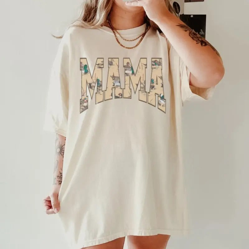 Vintage Retro Camo Mallard Hunting Mama Shirt, Duck Hunting Shirt, Mama of Hunters, Camo Mama Shirt, Hunting Season, Mom...