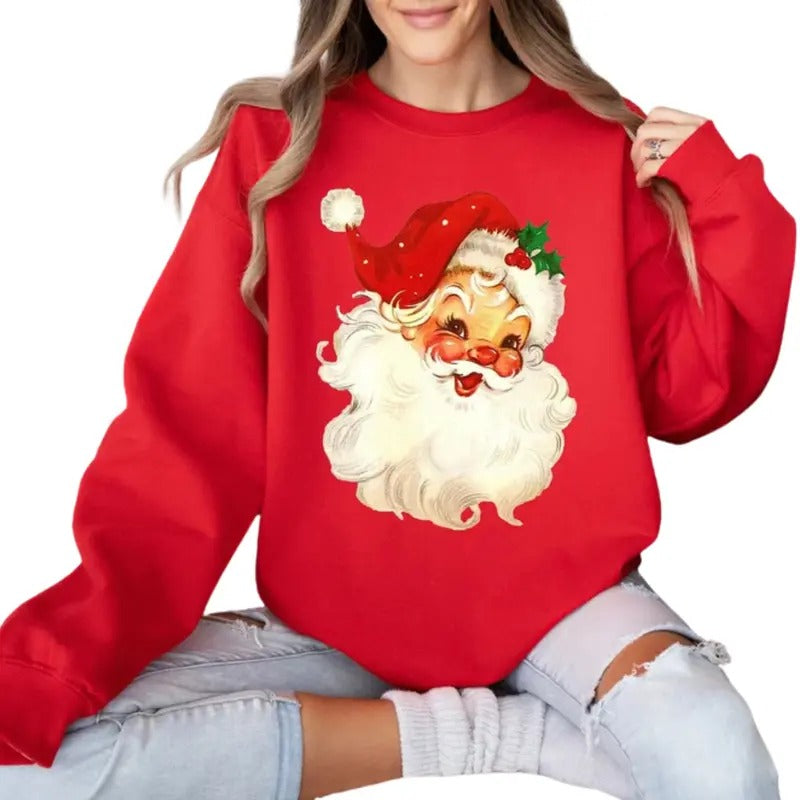Vintage Santa Christmas Sweatshirt, Retro Santa Claus Shirt, Womens Christmas Tee Hoodie | TeeBloomCo.com