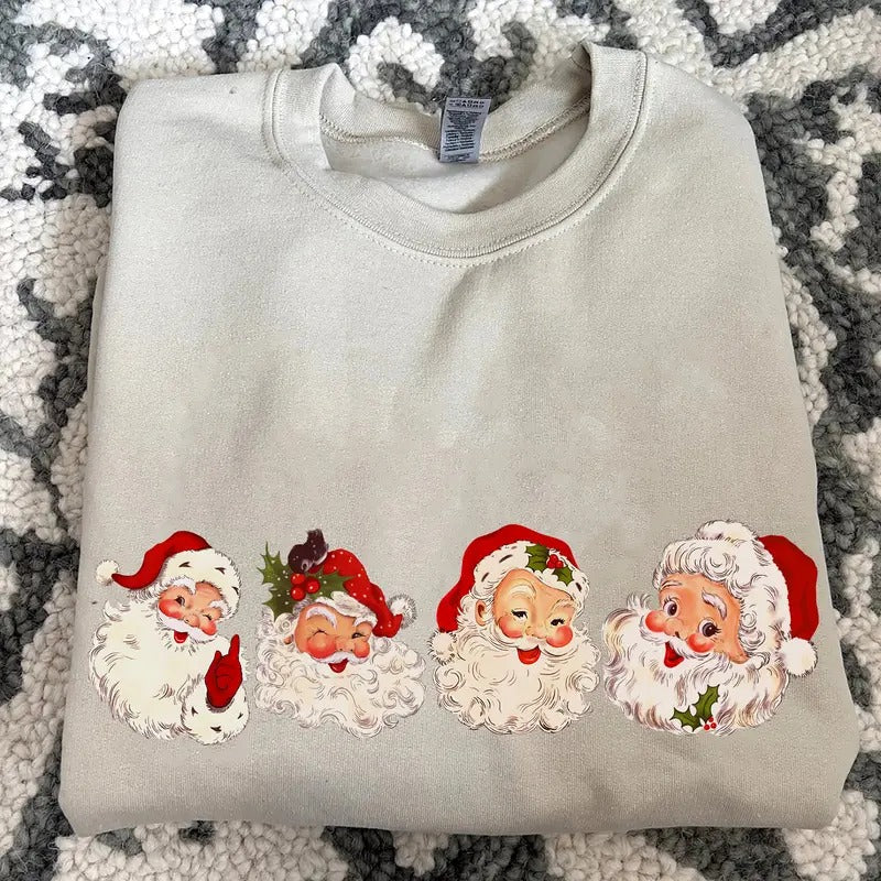 Vintage Santa Christmas Sweatshirt, Retro Santa Claus T-Shirt, Christmas Santa Claus Sweater, Winter Xmas Shirt,...