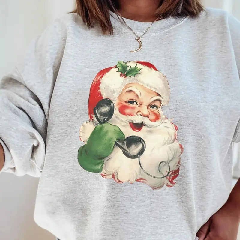 Vintage Santa Claus Sweatshirt, Santa Christmas Tee Shirt, Holiday Christmas Santa Sweater, Winter Christmas Shirt, Gift...