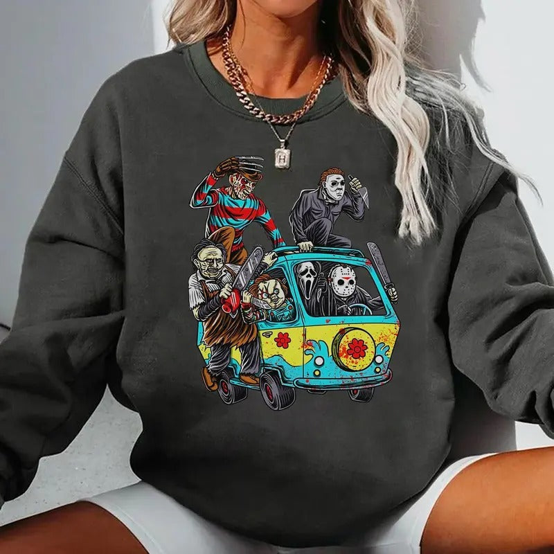 Vintage Scooby Horror Road Trip Shirt, 90s Horror Movie T-Shirt, Retro Halloween Sweatshirt, Horror Halloween T-Shirt,...