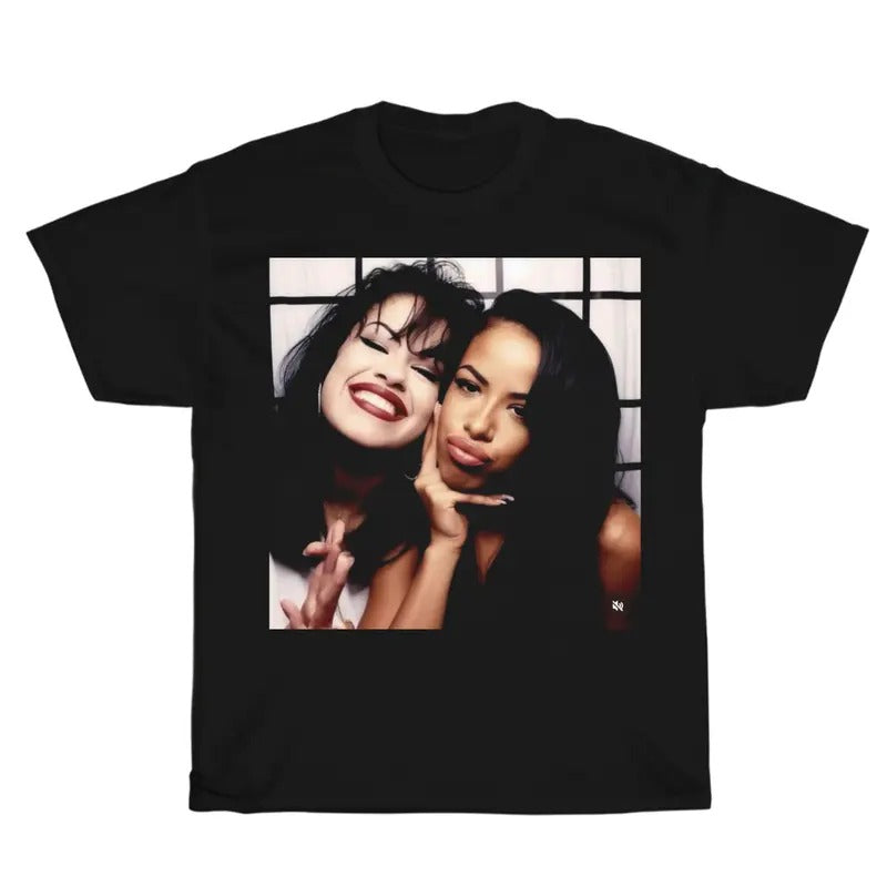 Vintage Selena and Aaliyah Graphic Unisex Shirt, Bootleg Rap Design Shirt, Hip-Hop Merchandise, Rap Gift for Him Her...