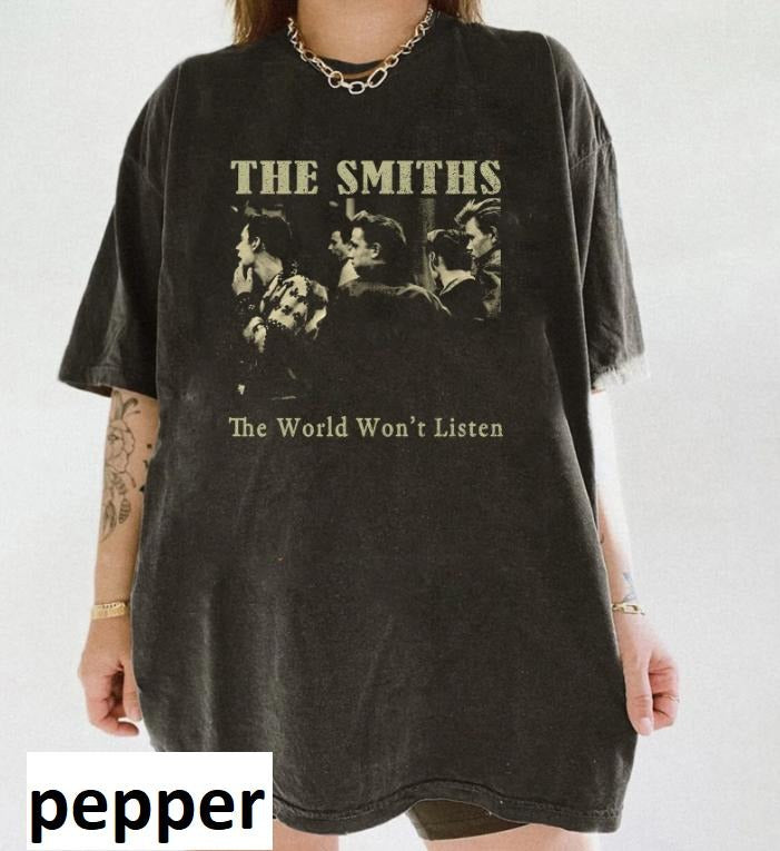 Vintage The Sm!ths Aesthetic Inpsired Tee, The Sm!ths - The World Won't Listen Shirt Hoodie, Sweatshirt | TeeBloomCo.com