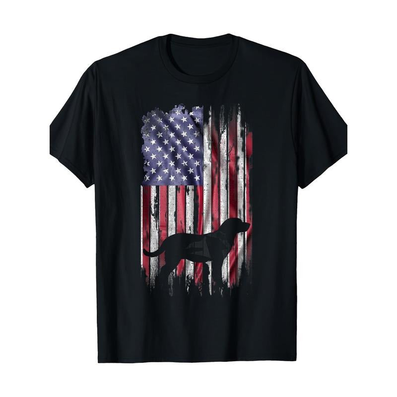 Vintage USA Flag Love Labrador Retriever Dog Lab Silhouette T-Shirt - 220g made in usa Hoodie, Sweatshirt | TeeBloomCo.com