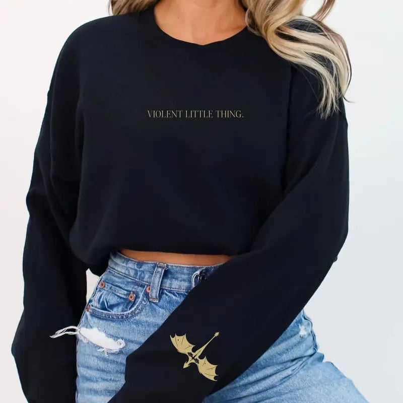 Violent Little Thing Dragon Riders Sweatshirt, Fourth Wing Series Shirt, Xaden Riorson T-Shirt, Basgiath War Collge...