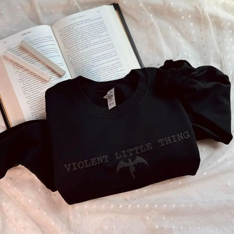 Violent Little Thing Sweatshirt, Book Lover Shirt, Onyx Storm Embossed Crewneck, Fourth Wing Puff Print, Violent Little...