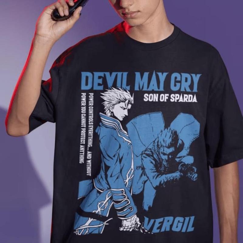 Virgil Devil Trigger May Cry DMC3 Unisex T-shirt Seri Game Shirt Round Neck Casual Hoodie, Sweatshirt | TeeBloomCo.com