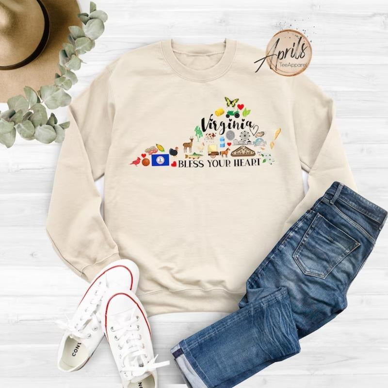 Virginia Sweatshirt, Virginia Hoodie, State Sweatshirt T-Shirts | TeeBloomCo.com