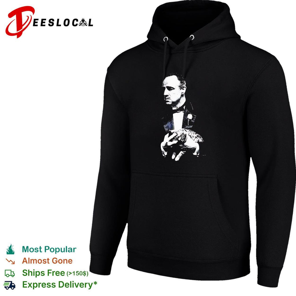 Vito Corleone The Godfather holding cat black white portrait shirt