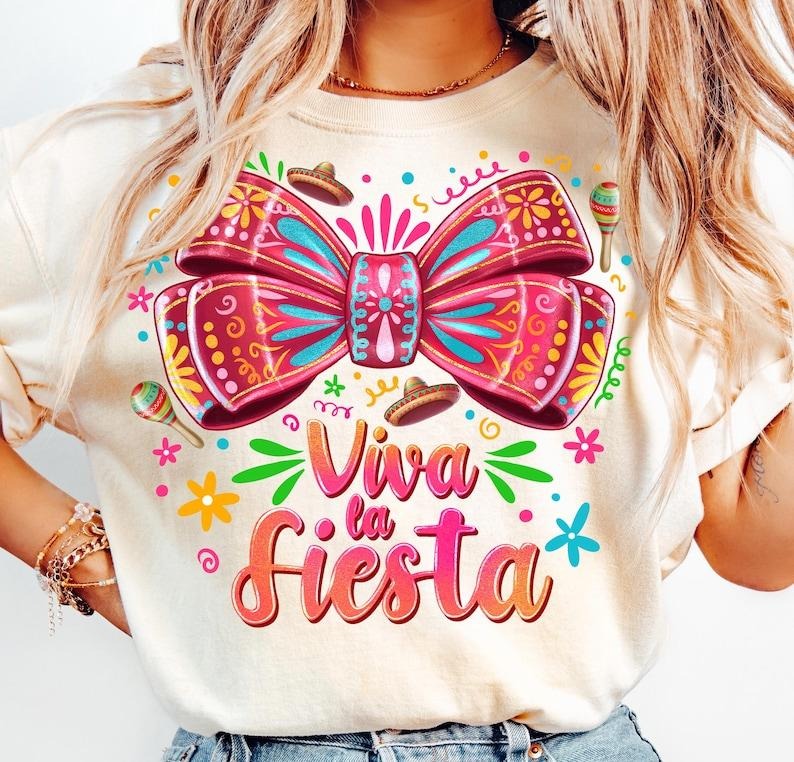 Viva La Fiesta Coquette Bow Mexican Party Fiesta Vibes Festival 2025 T-Shirt Hoodie, Sweatshirt | TeeBloomCo.com
