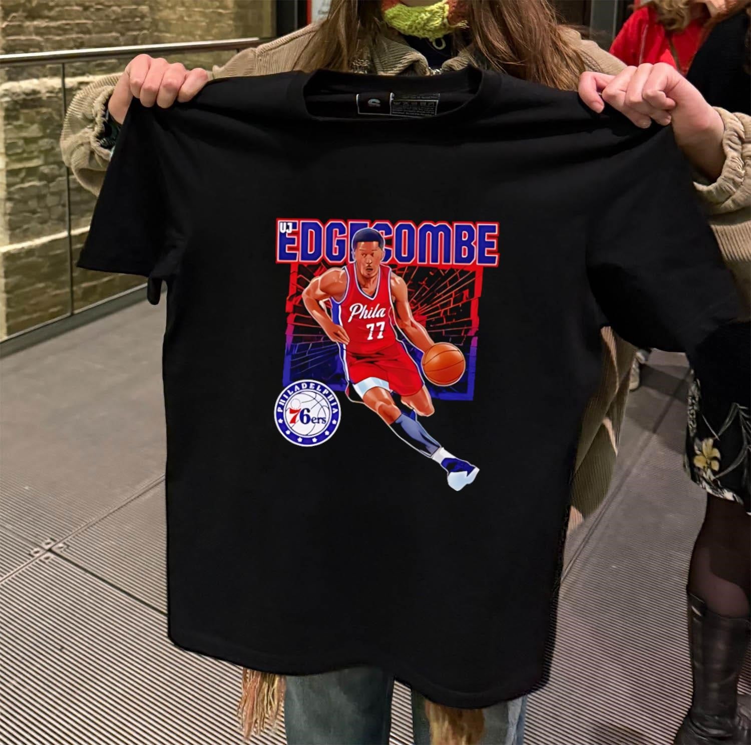 Vj Edgecombe Philadelphia 76ers basketball player action graphic shirt