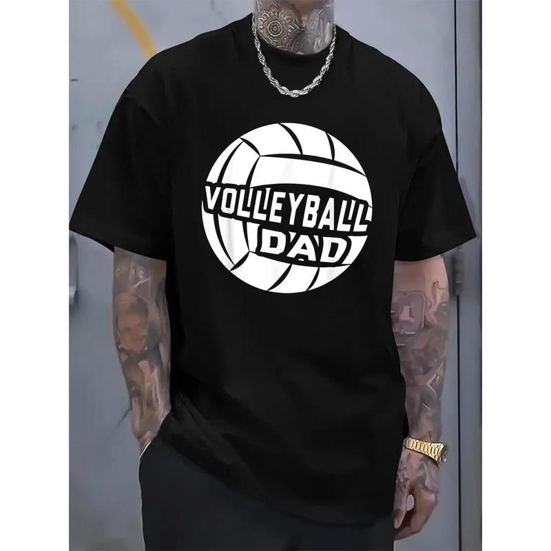Volleyball Dad For Men Family Matching Print T-Shirt, Casual Crew Neck Short Sleeve Comfort Tee Top For Spring & Summer,...
