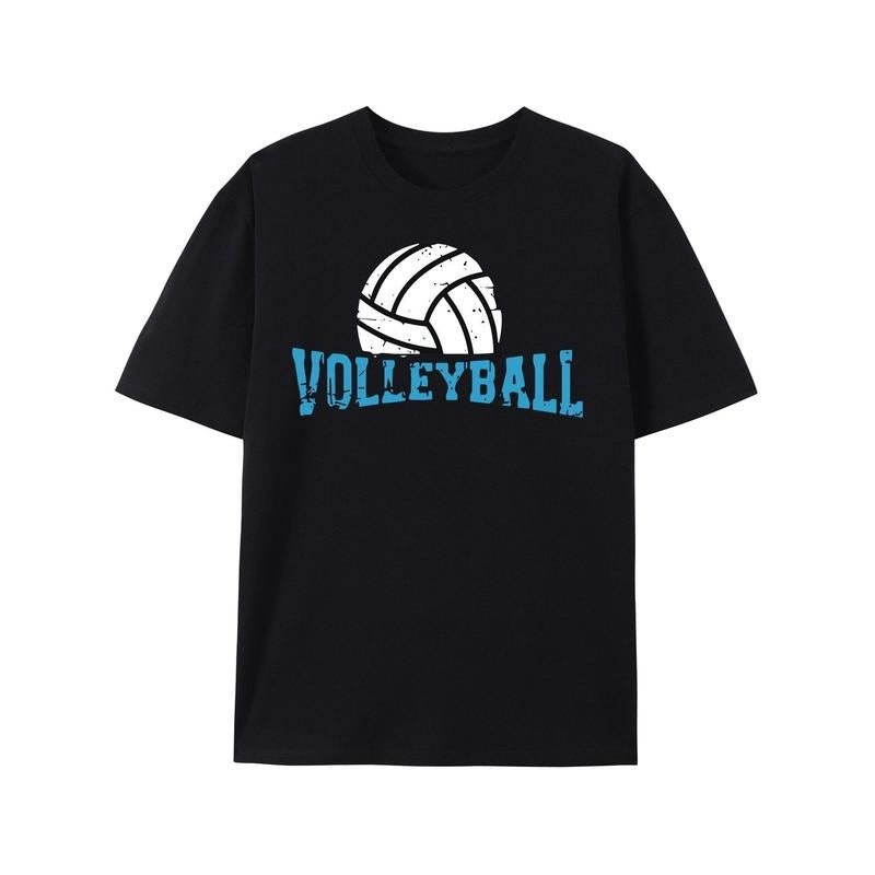 Volleyball Letter Print Men's Casual Short Sleeve T-Shirt