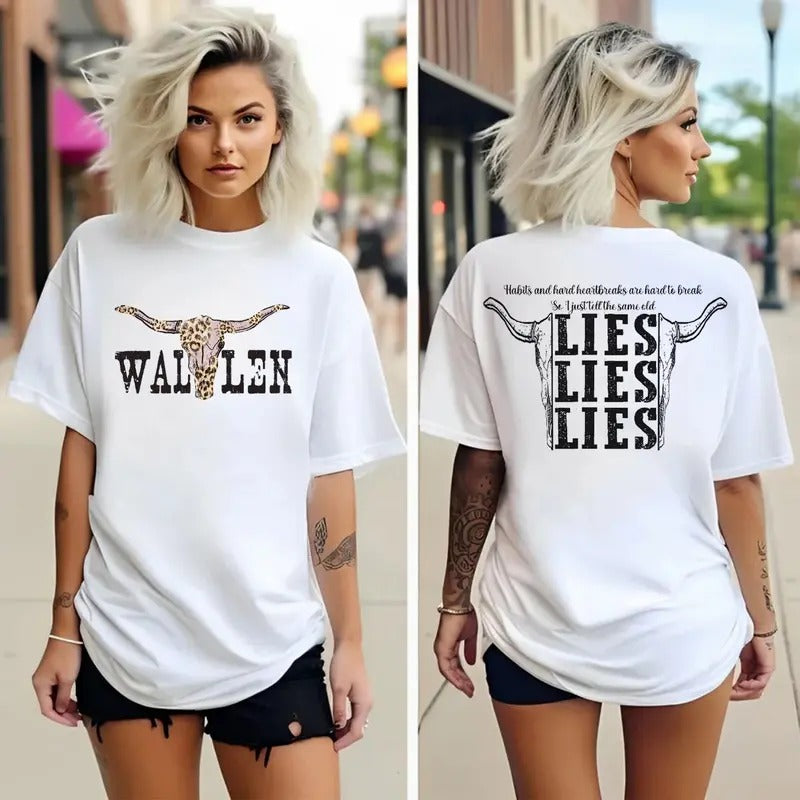 WaIIen Lies Two-Sides Tee,  Country Music Lyrics Top, Concert Merch, 2024 Tour Concert Outfit, Unisex Short Sleeve Tee...