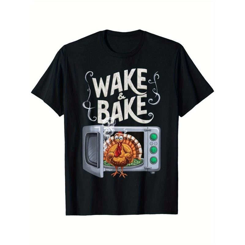 Wake & Bake Turkey Feast Fun Thanksgiving Chef Gift Idea Themed Men's T-Shirt made in usa Hoodie, Sweatshirt | TeeBloomCo.com