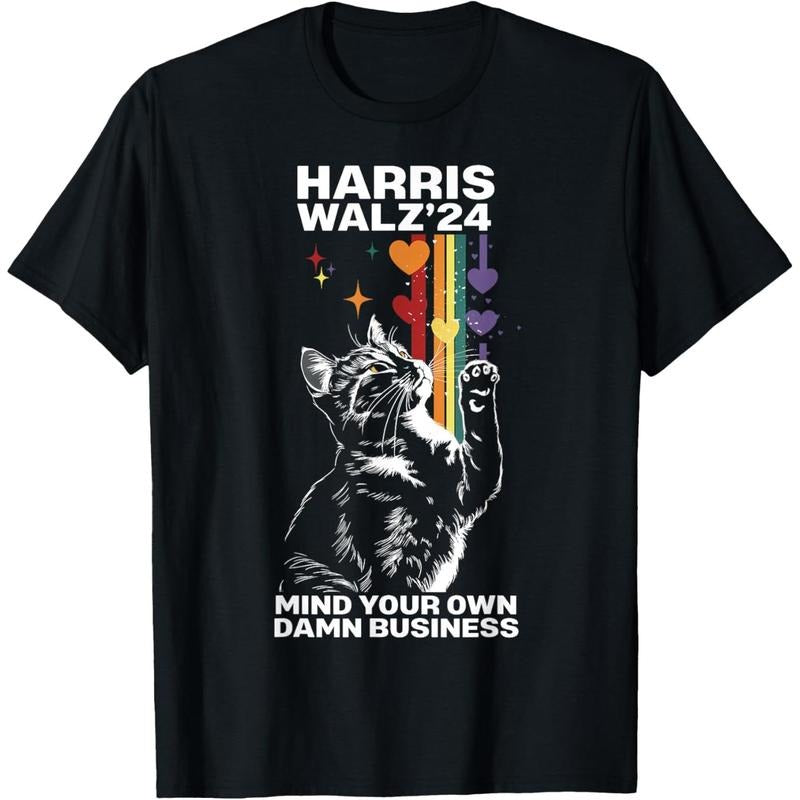 Walz Mind Your Own Damn Business Harris Waltz Cat Lady  T-Shirt made in usa Hoodie, Sweatshirt | TeeBloomCo.com