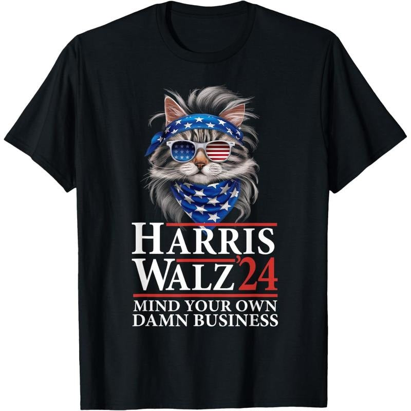 Walz Mind Your Own Damn Business Harris Waltz Cat Lady T-Shirt made in usastyle{n002}3 Hoodie, Sweatshirt | TeeBloomCo.com