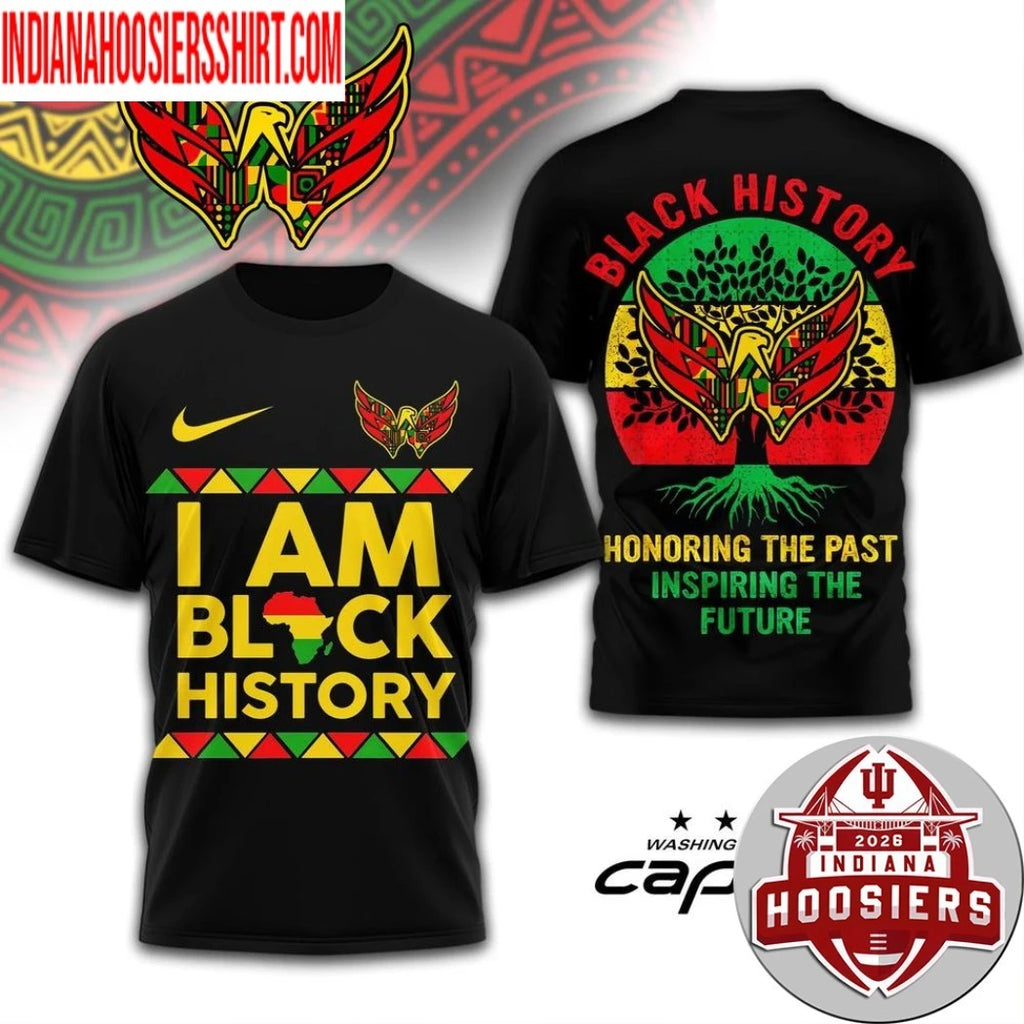 Washington Capitals 2026 NHL Black History Map And Logo Two Sided Shirt