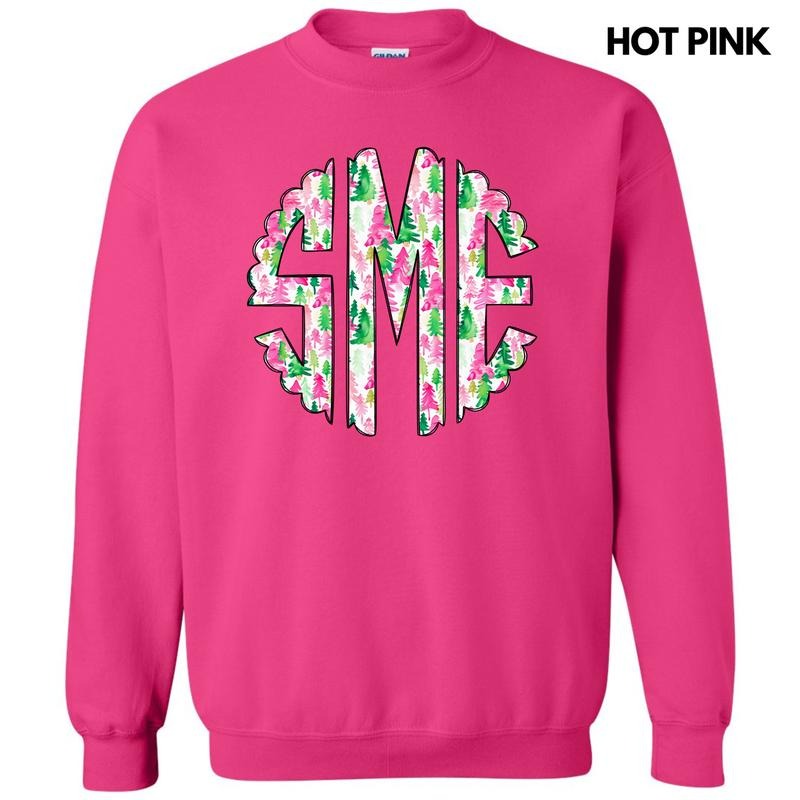 Watercolor Christmas Monogram Sweatshirt 'NLB' T-Shirts, Hoodie | TeeBloomCo.com
