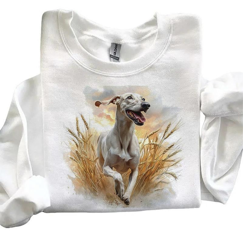 Watercolor Greyhound Dog Sweatshirts Independence Day Retro 4th of July and National Hunting Day 1 Cotton Womenswear...