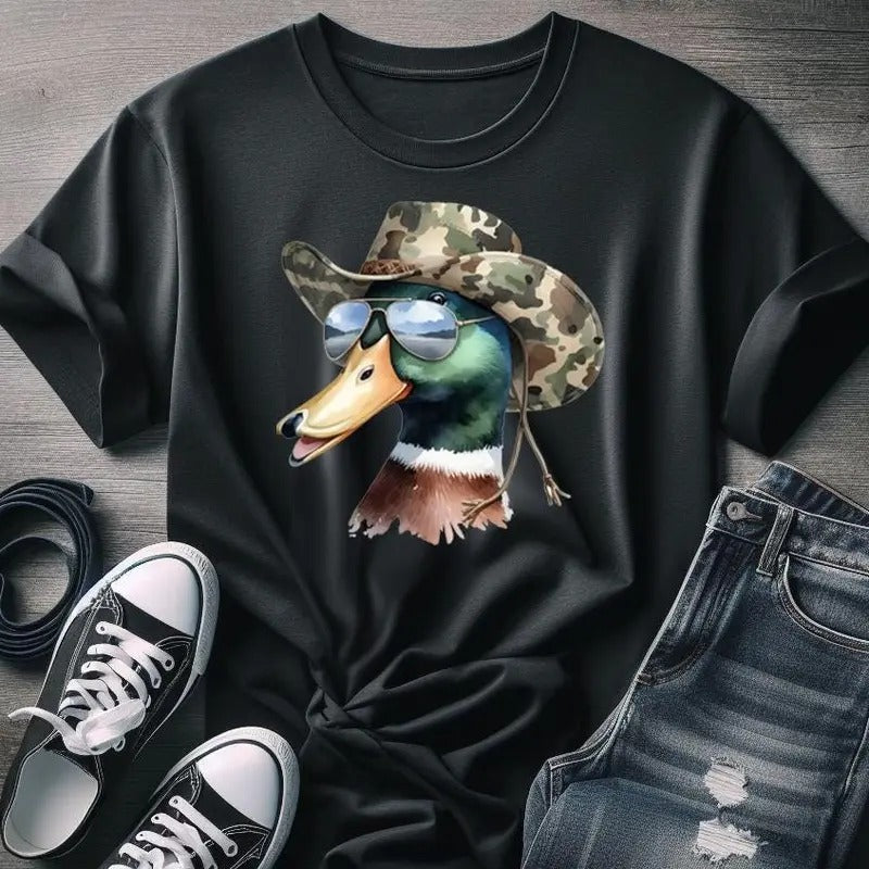 Watercolor Mallard Hunter Duck Camo Sunglasses Shirt, Camo Duck Unisex Tee for Men and Women Hoodie, Sweatshirt